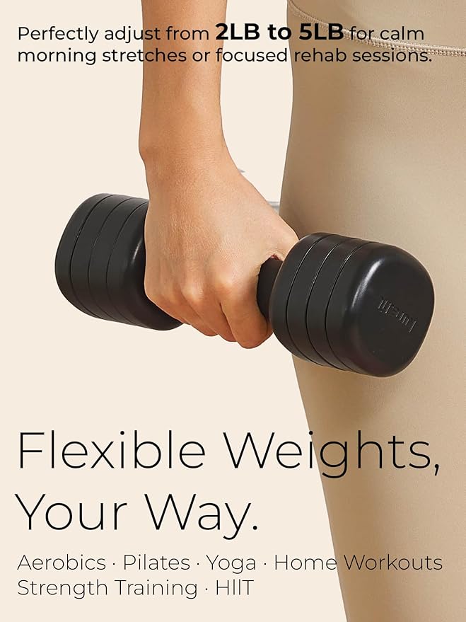 Cocoa Pilates Kit and Black Adjustable Dumbbell Set 2lb to 5lb Bundle