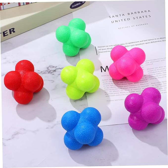 6 Pcs Hexagonal Reaction Balls Agility Training Equipment for Goalkeepers TPR Material Indoor Sports Exercise Reflex Training Fitness Reaction Balls