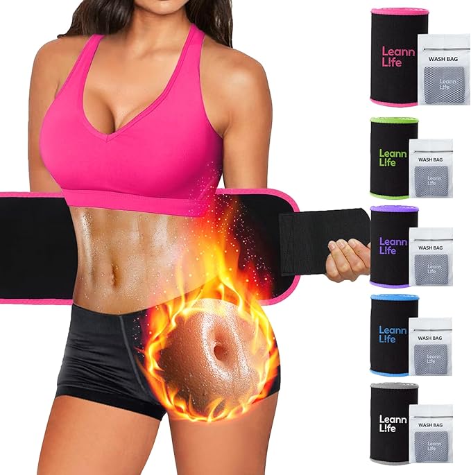 Waist Trimmer Belt – One Size 52″ Fits All Women & Men, Premium Neoprene Sweat Waist Trainer for Workout & Fitness