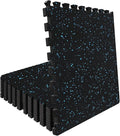 Interlocking Rubber Gym Mats 48 Sq Ft Heavy Duty Exercise Flooring for Home Gym, Weightlifting, Yoga, Playroom - Dual-Layer Non-Slip Noise Reducing Floor Protection Tiles