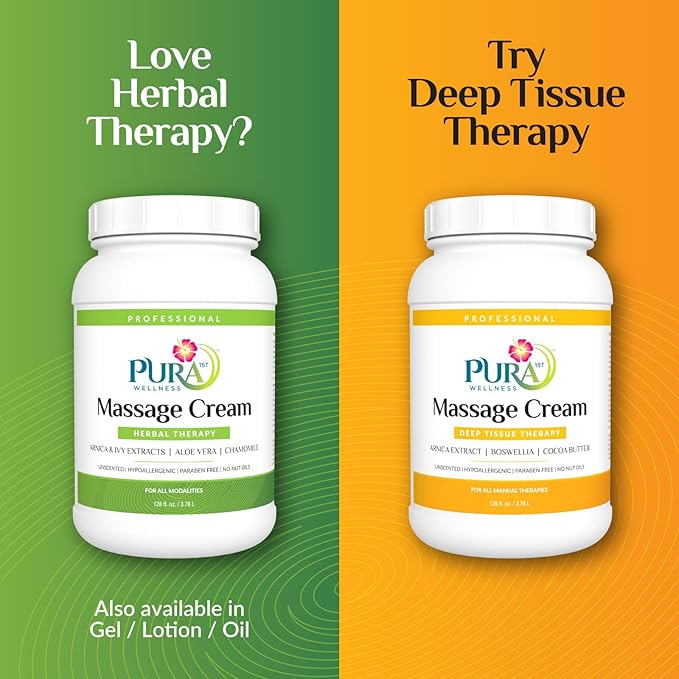 Herbal Therapy 1 Gallon Massage Cream, Aloe Vera, Professional, Massage Therapy, Deep Tissue, Unscented, Hypoallergenic, Natural Ingredients, Skin Hydrating, Moisturizing, Muscle Relief