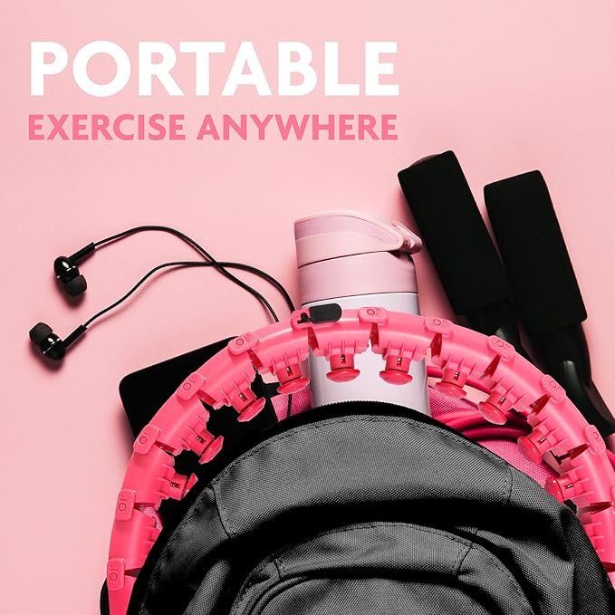 Hula Hoop Fitness Gear - Abs Workout, Weight Loss & Burn Fat (Smart Weighted Hula Hoops, Stomach Exercises),Pink,FE21440