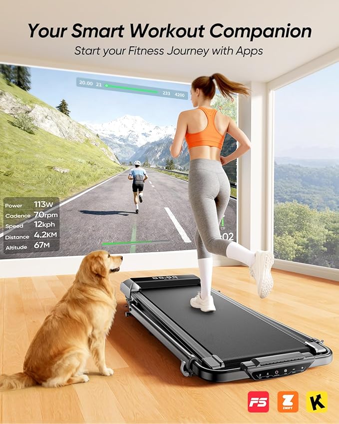 Walking Pad Treadmill with Incline, 2 in 1 Foldable Treadmills for Home Small Office, 300lbs Portable Compact Under Desk Treadmill with App, Remote Control and LED Display