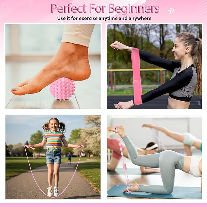 22 Pcs Home Pilates Kit for Women Pilates Equipment Essentials Set with Weighted Exercise Hoop, Figure 8 Resistance Band, Fascia Ball, Exercise Band & Accessories for Workout & Beginner