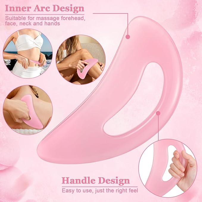 2Pack Fascia Massage Tool,Fascia Blaster for Cellulite Release Pink Resin Body Gua Sha Tool for Waist,Back,Legs,Face