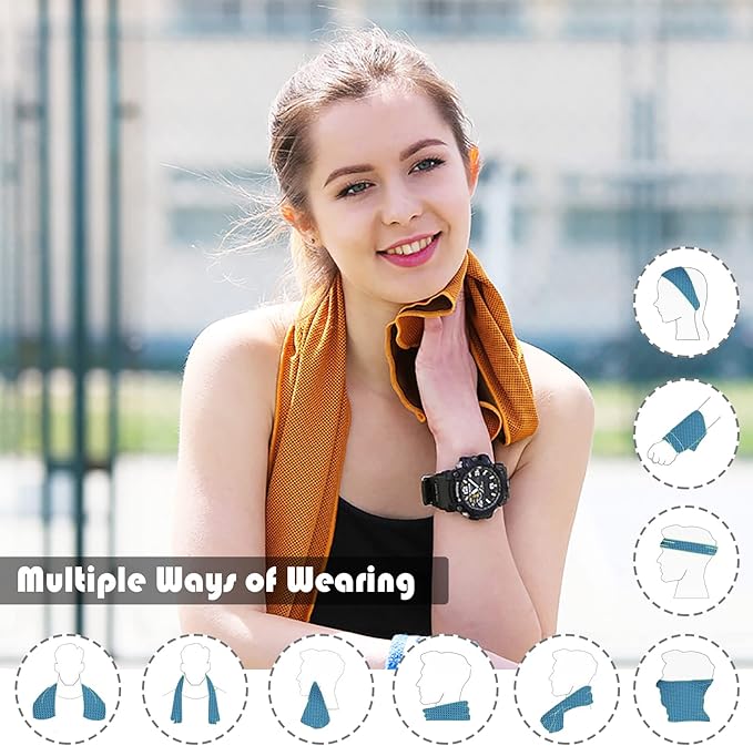 Pack of 20 Cooling Towel 40x12'' Ice Towel for Neck and Face Microfiber Chilly with Bag Breathable Yoga Gym Stay Cool Towels Sweat Rag for Workout Running Camping Pilates Beach, Orange
