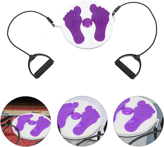 Zerodeko Waist Twisting Disc with Pull Rope, Household Fitness Slimming Machine, Purple Body Twisting Board for Core Strengthening and Abdominal Exercise at Home