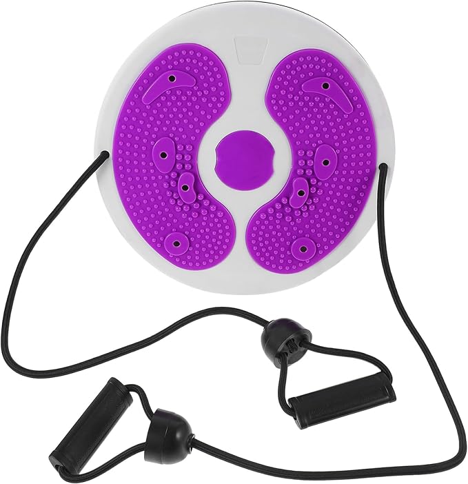 Homoyoyo Waist Twisting Disc with Resistance Rope, Purple Plastic Fitness Twisting Board for Home Ab Workout and Core Strength Training