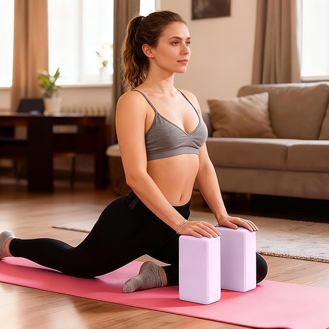 Leikefitness Yoga Blocks 2 Pack,Lightweight-High Density Eva Foam Soft Non-Slip for Yoga, Pilates, Meditation 9"×6"×3"