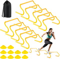 Agility Hurdles Training Equipment - 10 Speed Hurdles and 10 Soccer Cones with Carrying Bag for Soccer, Football, and Track Drills, Ideal for Athletes Speed and Agility Training (Yellow)