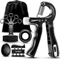 ALMAH Hand Grip Strengthener kit(5 Pack),Grip Strength Trainer,Forearm Workout Trainer Adjustable Grip Exercises,Finger Grip Strengthener,Finger Stretcher,Grip Ring & Stress Relief Ball with Carry Bag