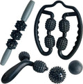 5Pcs Massage Foam Roller Tool Set Includes Trigger Point Massage Foam Roller, Y-Shaped Handheld Roller, Muscle Roller Stick, 2 Massage Balls for Muscle Pain Relief, Body Shaping(Black)