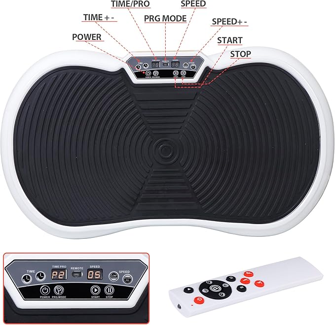 SUPER DEAL Pro Vibration Plate Exercise Machine - Whole Body Workout Vibration Fitness Platform Fit Massage Workout Trainer w/Loop Bands + Bluetooth + Remote, 99 Levels