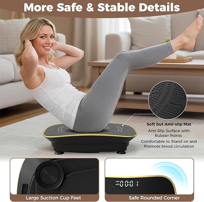 GYMAX Vibration Plate Exercise Machine, Vibration Plate with 10-Level Intensity, LED Display & Remote Control, Body Vibrating Plates Stand Shaking Platform Fat Burning Machine