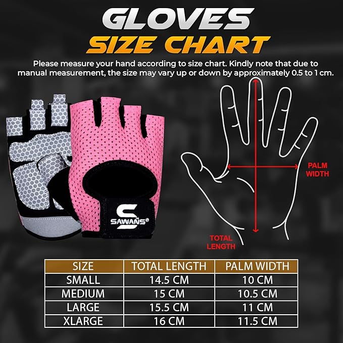 SAWANS Workout Gloves for Men and Women Weight Lifting Gloves Gym Fitness Exercise Cycling Pull ups Microfiber Lightweight Breathable Non-Slip Silicone Padded Palm Grip Protection