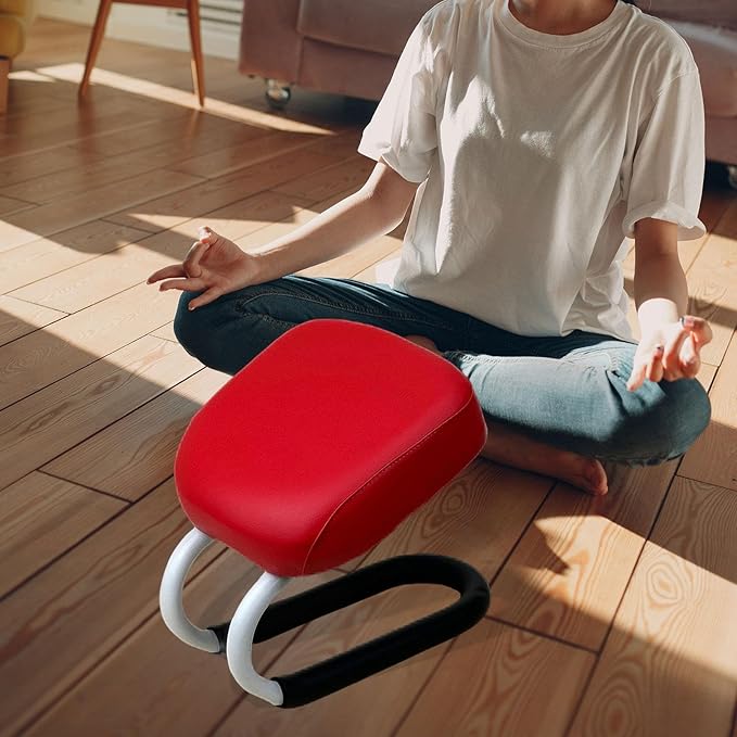 Kneeling Meditation Stool Prayer Stool with Anti Slip Cover Portable Meditation Bench Seat for Praying Adults Prayer, red