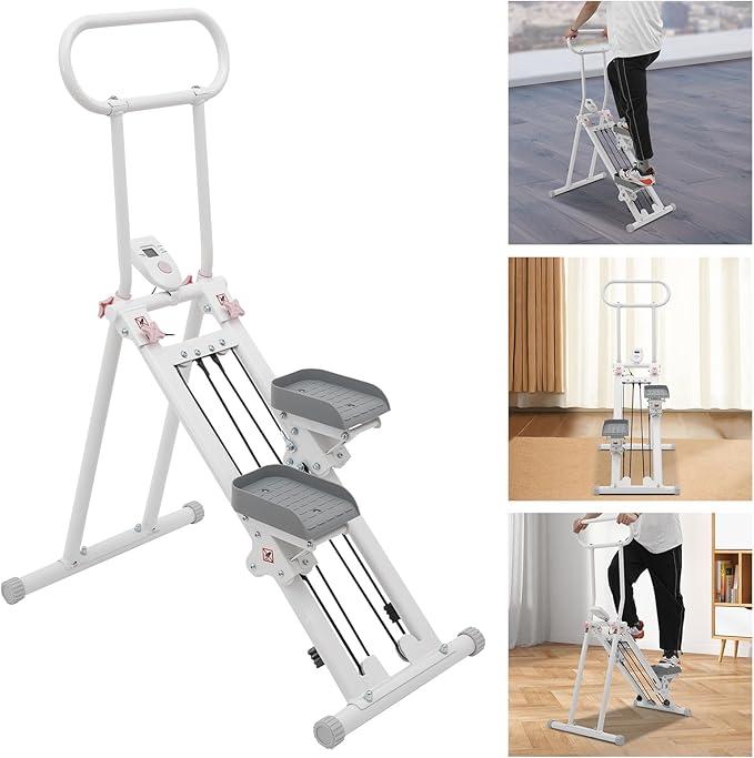Stair Stepper for Home Gym, Folding Vertical Climber Cardio Exercise Machine Machine, Cardio Exercise Climber with Adjustable Handlebar, Stair Climber for Full Body Workout for Women & Men