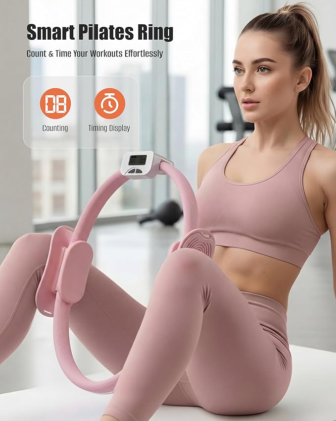 MaxU Pilates Essentials Kit for Women – Pilates Ring with Counter, Home Pilates Workout Kit with 14" Pilates Ring & Ball Set, Resistance Bands and Grip Socks – Ideal for Beginner Home Workouts