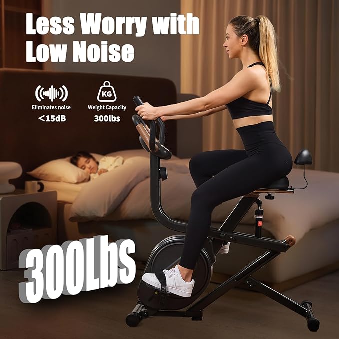 3 in 1 Exercise Bike,Squat Machine,8-level Adjustable Magnetic Bike for Home with App,Squat Rowing Machine, Low Noise Indoor Cycling Bike with 300lbs Weight Capacity,Home Workout Machine