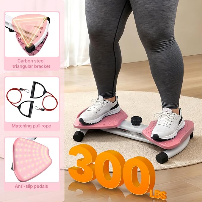 Waist Twister Machine with 300 lbs Weight Capacity, Abs Workout for Slim Waist and Core Ab Exercise, Noiseless Home Gym Exercise Equipment for Women Men, Pink and Purple