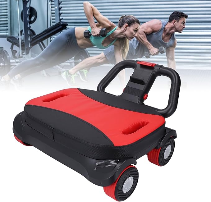 4-Wheel Automatic Rebound, wheel training wheels Black, ABS Material, 16x8.5x17 Inch, with Elbow Support, Core Workout Equipment for Home Fitness
