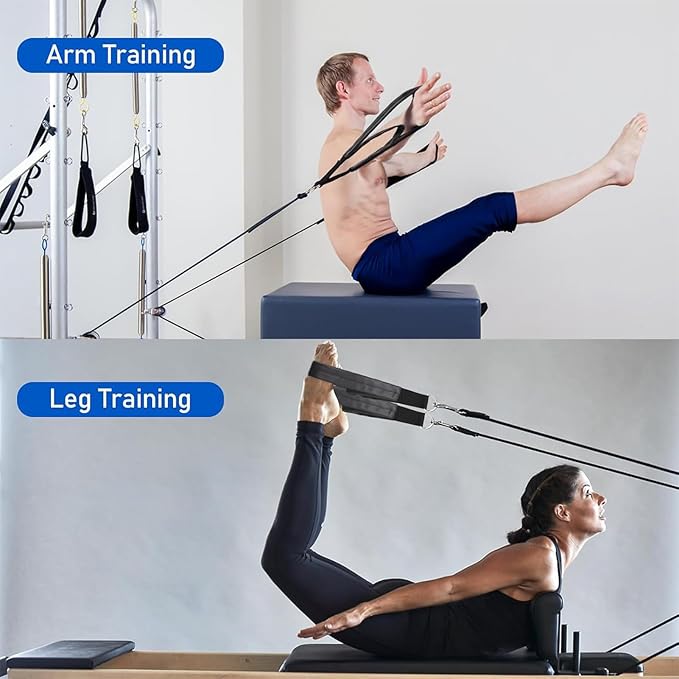 Pilates Straps - Padded Core Strength Fitness | Pilates Exercise Yoga Straps | for Athletes Women Beginners Ladies Home Gym Dorm Apartment