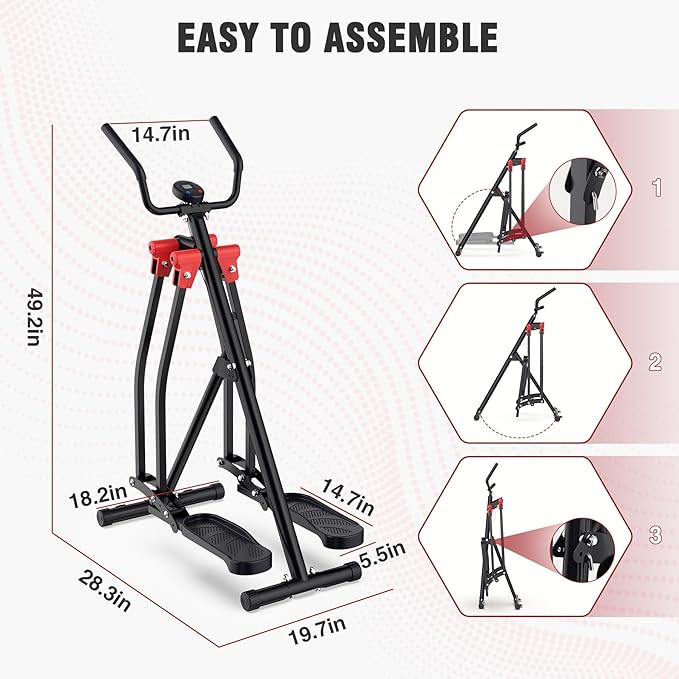Air Walk Elliptical Glider Machine,Foldable Machine, Ellipse Leg Exerciser for Seniors, Cardio Trainer Glider for Home Exercise, Side Sway Action 360 Motion Full-Body Exerciser for Home Gym