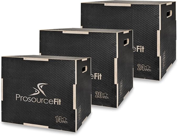 ProsourceFit 3-in-1 Wood Plyometric Jump Box For Cross Conditioning, Agility, Vertical Jump Training & Plyo Workouts