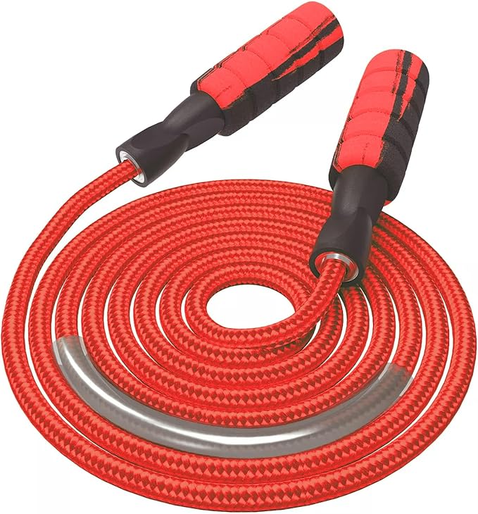 FITMYFAVO Jump Rope Cotton Adjustable Skipping Weighted jumprope for Women，Adult and Children Athletic Fitness Exercise Jumping Rope (Pink)