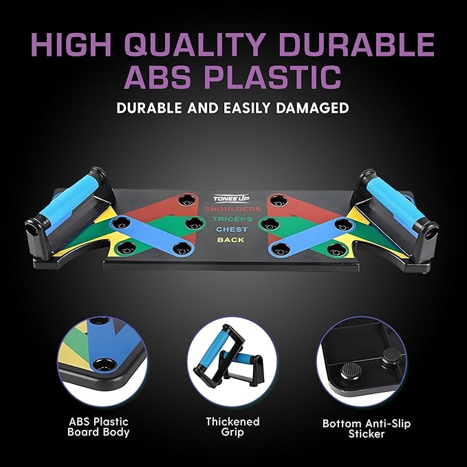 Push Up Board 9-in-1 Multi-Functional Workout Equipment for Home Pushup Board for Men and Women - Strength Training, Chest, and Arm Exercises Burn Fat & Build Muscle
