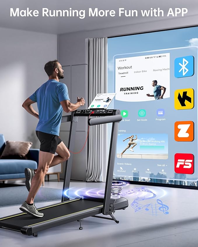 Walking Pad Treadmill with 12% Incline and Handle Bar, 4 in 1 Folding Treadmill for Home/Office, Under Desk Treadmills Portable Walking Pad with App & Bluetooth Speaker, 0.6-10MPH