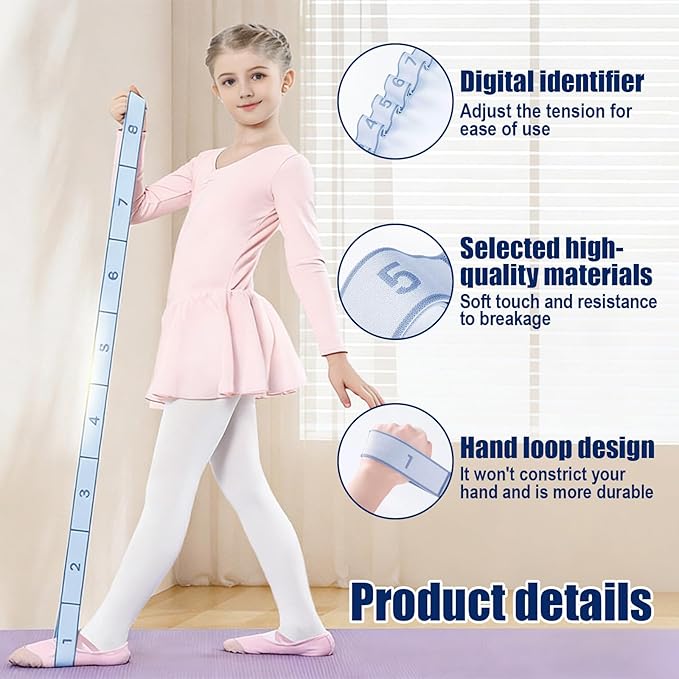 Fitness Resistance Band for Stretching and Yoga, Number Resistance Band with Handle, Adjustable Leg Stretcher Bands, Multifunction Elastic Stretch Band for Full Body Stretching Shaping