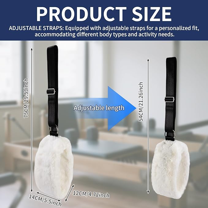 2Pcs Pilates Straps for Reformer,Pilates Reformer Accessories,Adjustable Pilates Fuzzies Straps Plush Cuffs for Pilates Cadillac Reformer,Yoga Pilates Equipment for Home Gym Workou