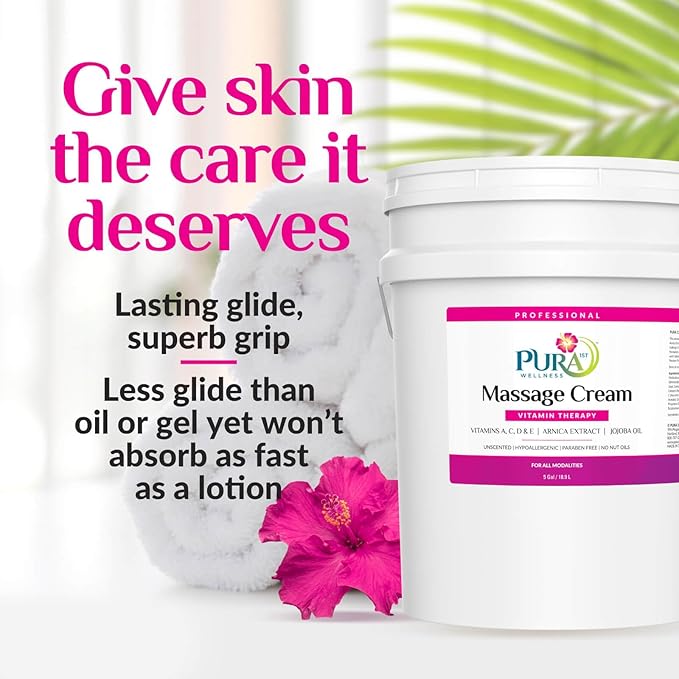 Vitamin Therapy 5 Gallon Massage Cream, Vitamin E, Professional, Massage Therapy, Deep Tissue, Unscented, Hypoallergenic, Natural Ingredients, Skin Hydrating, Moisturizing, Muscle Relief