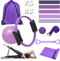 HASHMUST Pilates Ring Kit 12 PCS for Women, Home Workout Equipment with Magic Circle, Mini Exercise Ball, Resistance Bands, Massage Lacrosse, Yoga Strap, Full-Body Fitness Set for Toning & Gift