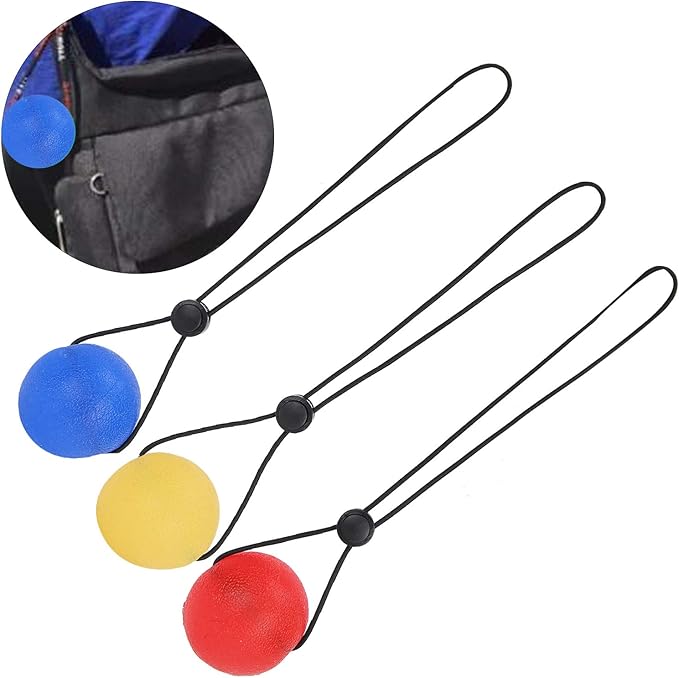 3 Pieces Secure Stress Balls on a String, Climbing Ball Hand Training Device, Hand Exercise Strengthening Rehabilitation