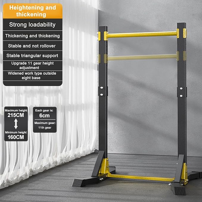 Pull Up Bar Free Standing, 800lbs Metal Pull Up Tower with 63~84inch 11 Gears Height Adjustment, Pull Up Station for Outdoor Home Gym Strength Training