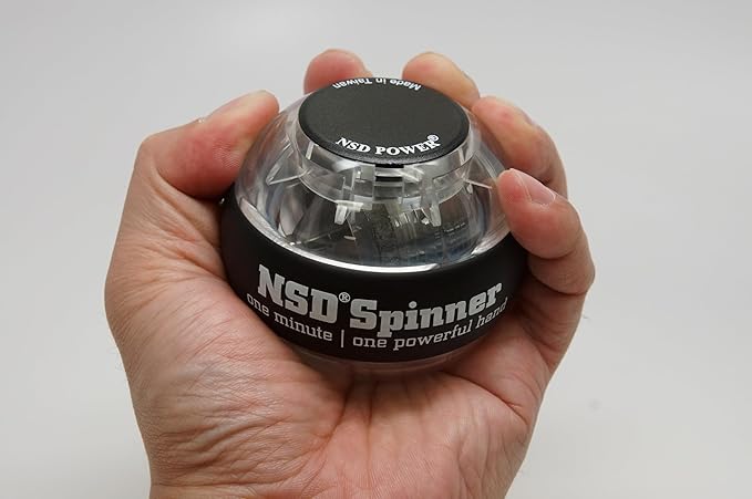 NSD Essential Crystal Spinner Gyro Ball | Grip Strengthener for Forearms, Wrist & Hands | String Start Design, Up to 18,000 RPM | Portable Wrist Trainer & Workout Equipment | Ideal for Desk Workers, Athletes & Musicians