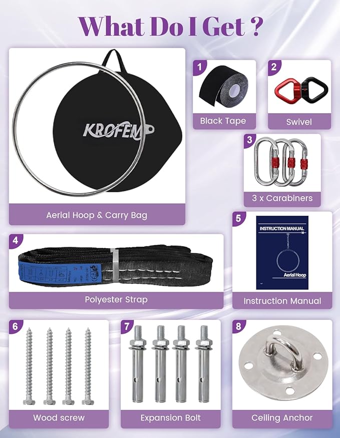 Aerial Lyra Hoop Kit 90cm, 32mm Thick, Maximum Load 460 LBS, Yoga Equipment Set with Hardware Kit for Yoga Dance, Aerial Fitness