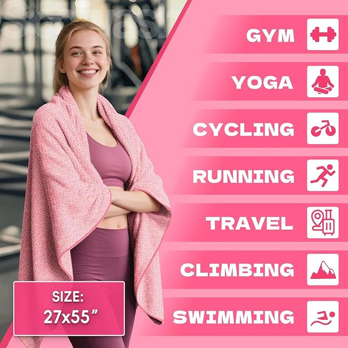 Microfiber Gym Towels for Showering Working Out Quick Dry Negative ions Large Middle Small Sizes Lightweight Gym Towel for Men Women Tennis Sports Towels for Body Hot Yoga Fitness Essentials