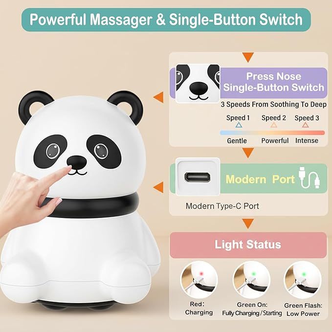 Mini Handheld Massager, Small Handheld Massager for Whole Body, Shoulders, Neck, Back, Leg, Pain Relief & Relaxation - Panda Gifts (White)
