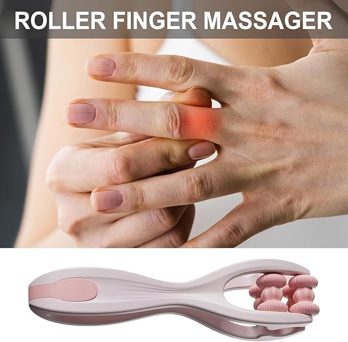 2pcs Finger Massager for Arthritis Finger Arthritis Pain Relief Manual Massage Tools Hand Massage Roller Thumb Massager for Woman Mothers Day Gift Palm Foot Acupressure Tool Pink
