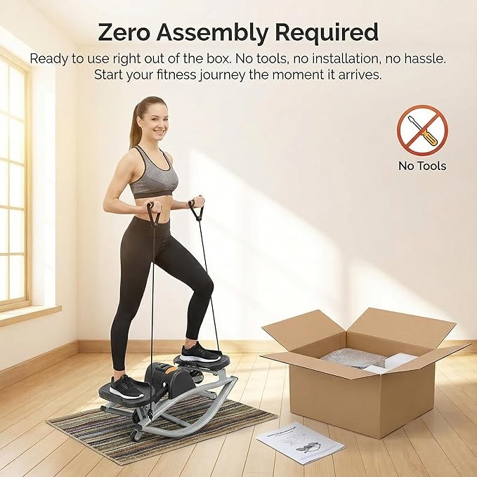 Lateral Rocking Fitness Stepper - Low-Impact Home Workout Machine for Knees & Joints with Digital Counter