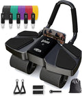 Ab Roller Home Gym Equipment – 4 Wheels Ab Wheel Muscle Roller with LCD Screen, 5Pcs Resistance Bands, Ankle Straps, Door Anchor, Handles, Travel Bag – Comfortable Elbow Support with Non-Slip Handles