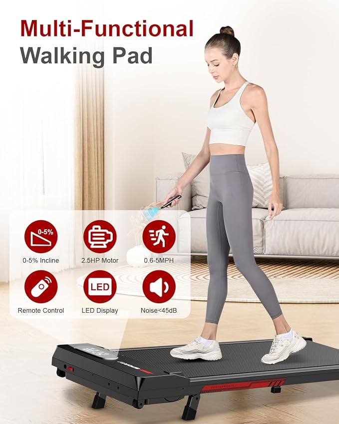 Walking Pad Treadmill with Handle Bar,Walking Pad with Incline 8%,2.5HP Quiet Under Desk 320 lbs 2 in 1Treadmills for Home Office,Compact Foldable Walking Pad,Remote Control&LED Display