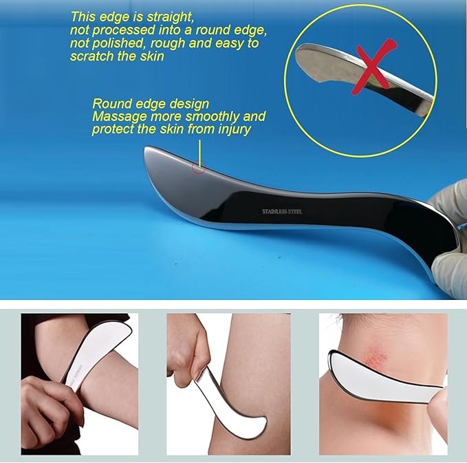 BYYDDIY 6 in 1 with Classified Storage Mark,Stainless Steel Gua Sha Muscle Scraper Tools Kit, Scraping Massage Tool,Massage Scraper Tools for Physical Therapy (D-6PCS)
