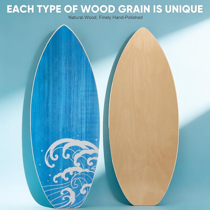 Surf Balance Board Wooden Balance Board,3 Modes Wobble Board Trainer with Roller, Exercise Balancing Stability Trainer for Improve Balance, Surf Trainer & Sports Trainer Wobble Board