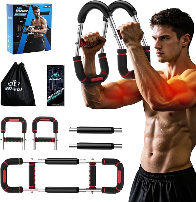 Twister Arm Trainer, Chest Workout Equipment for Men & Women Adjustable 5 Resistance Levels (40-130 lbs), Ergonomic Home Gym Strength Trainer with Anti-Slip Handles & Carry Bag