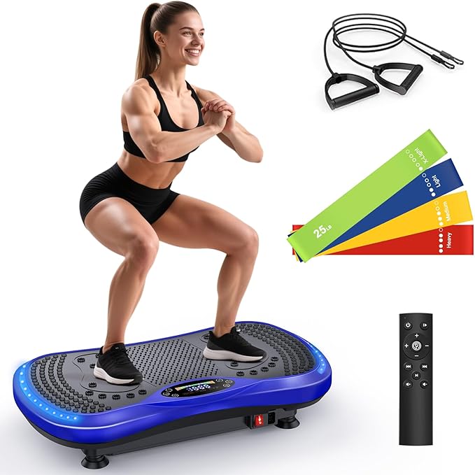 Vibration Plate Exercise Machine for Lymphatic Drainage, Vibration Machine for Full-Body Weight Loss Shaping, Vibrate Fitness Platform 400 Lbs & 200 Adjustable Speeds for Women Men Home