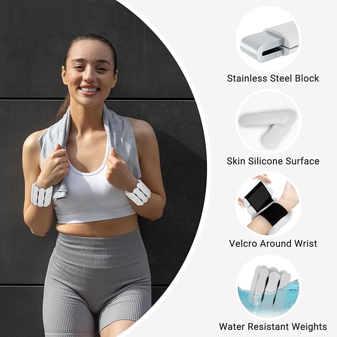 Wrist Ankle Weights for Women Men, Leg Arm Wrist Weights Bangles 1lb*2 2lb*2 Wearable Weights Pilates Weighted Bracelet for Strength Training Walking Swimming Yoga Physical Therapy